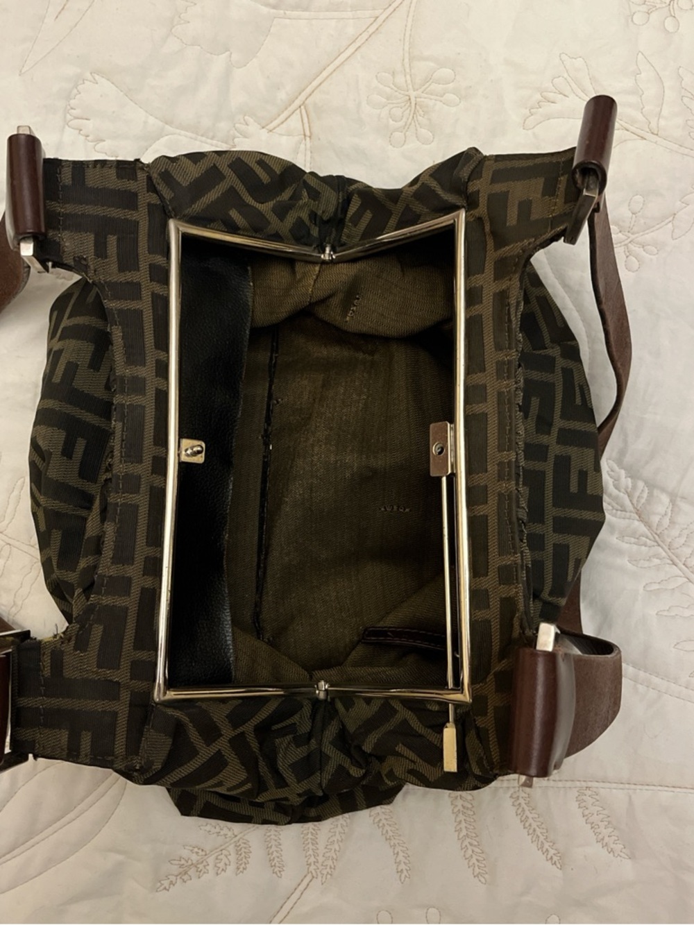 Fendi Dark Brown FF Logo Shoulder Bag with Leather Straps - Picture 4 of 6